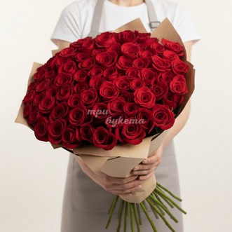 101 розовая роза (Premium) 70 см