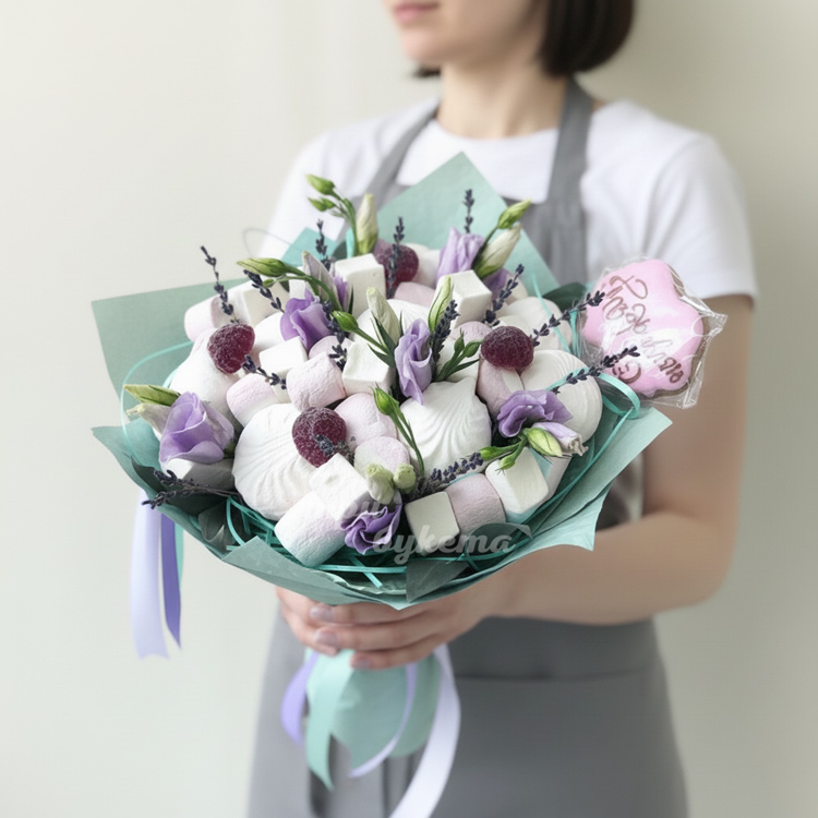 Букет из зефира и эустомы